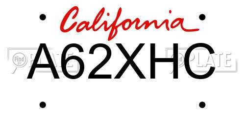 A62XHC California License Plate