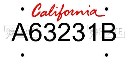 A63231B California License Plate
