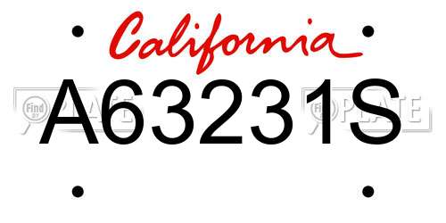 A63231S California License Plate