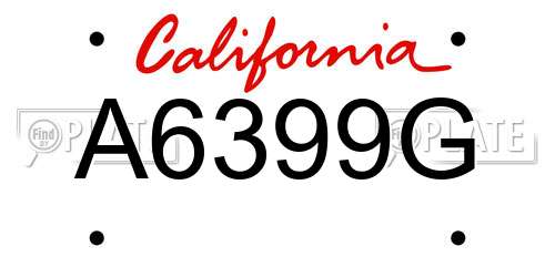 A6399G California License Plate