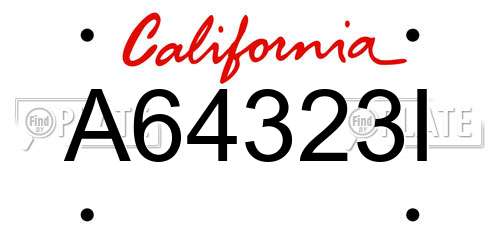A64323I California License Plate