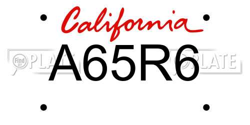 A65R6 California License Plate