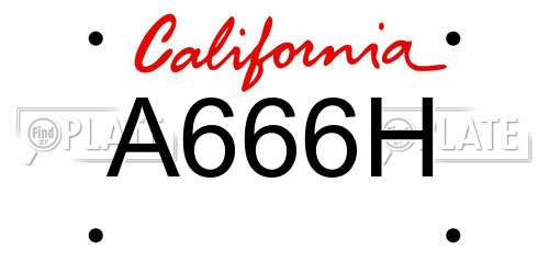 A666H California License Plate