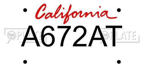 A672AT California License Plate