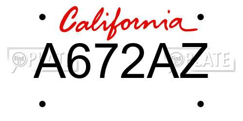 A672AZ California License Plate