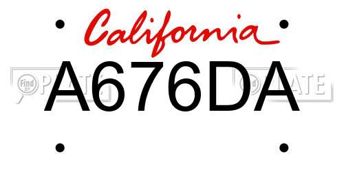 A676DA California License Plate
