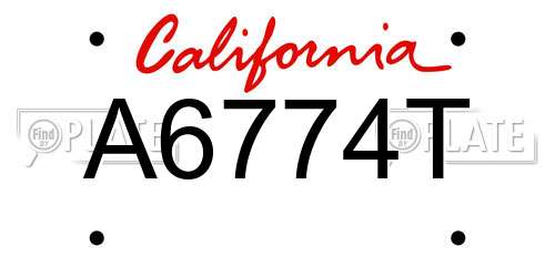 A6774T California License Plate