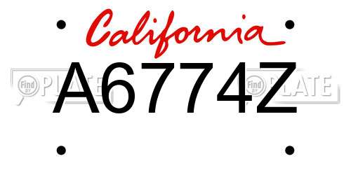 A6774Z California License Plate