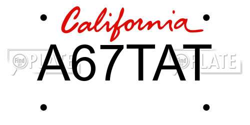 A67TAT California License Plate