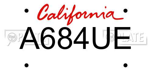 A684UE California License Plate