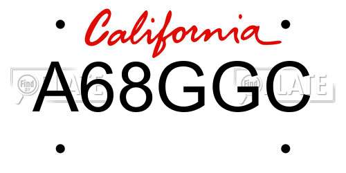 A68GGC California License Plate