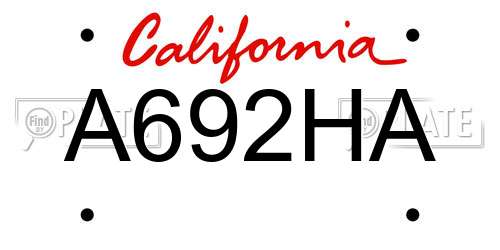 A692HA California License Plate