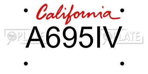 A695IV California License Plate