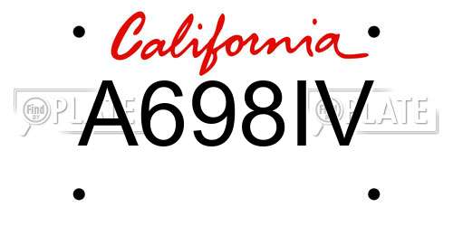 A698IV California License Plate