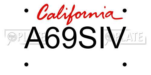 A69SIV California License Plate