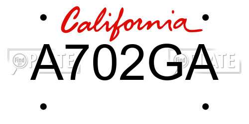 A702GA California License Plate