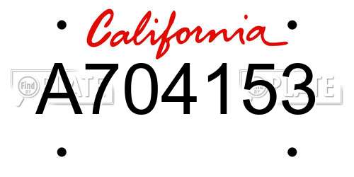 A704153 California License Plate