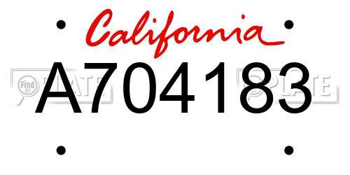 A704183 California License Plate