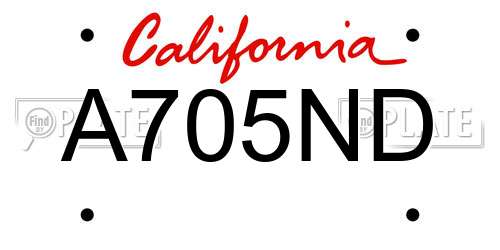 A705ND California License Plate