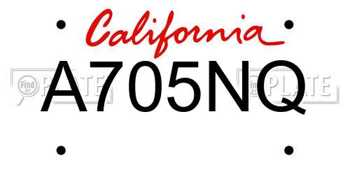 A705NQ California License Plate