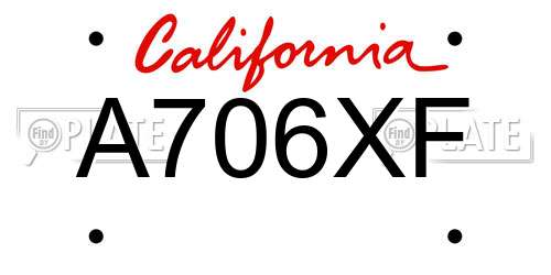 A706XF California License Plate