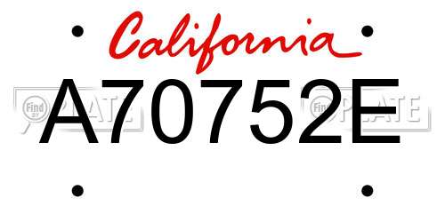 A70752E California License Plate