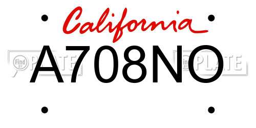 A708NO California License Plate