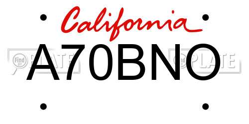 A70BNO California License Plate