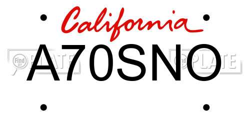 A70SNO California License Plate