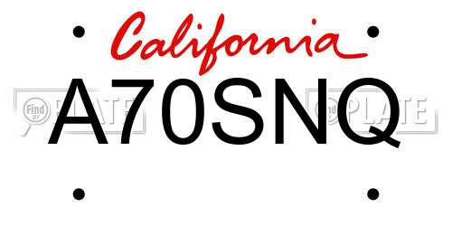A70SNQ California License Plate