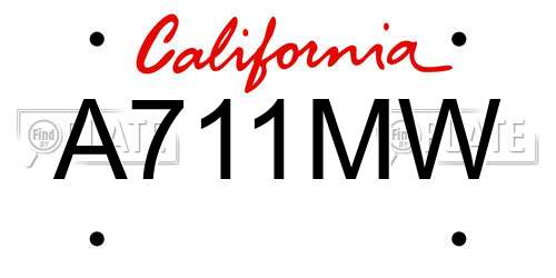 A711MW California License Plate