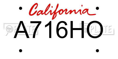 A716HO California License Plate