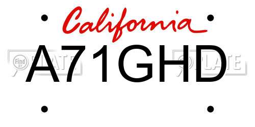 A71GHD California License Plate