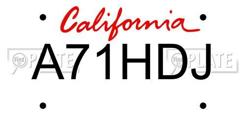 A71HDJ California License Plate