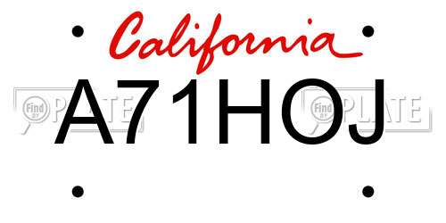 A71HOJ California License Plate