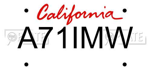 A71IMW California License Plate