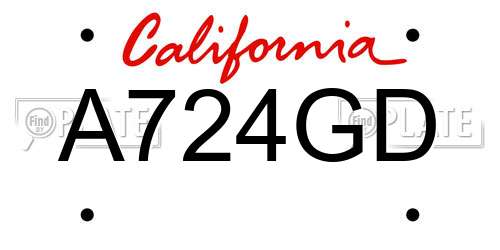 A724GD California License Plate