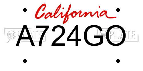 A724GO California License Plate