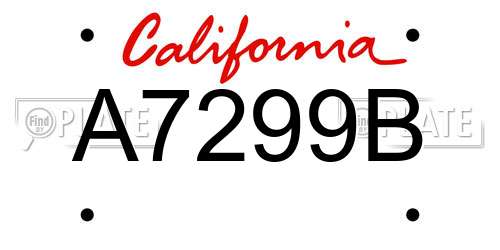 A7299B California License Plate
