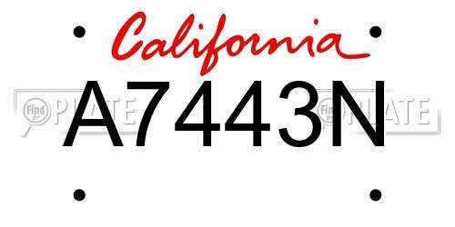 A7443N California License Plate