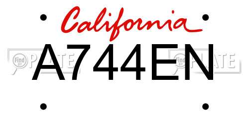 A744EN California License Plate