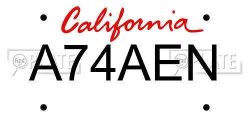 A74AEN California License Plate