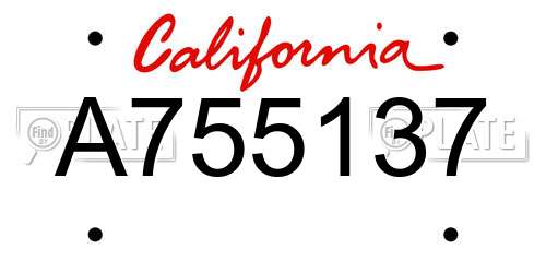 A755137 California License Plate