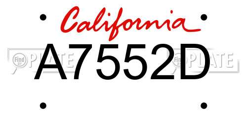 A7552D California License Plate