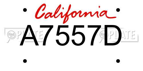 A7557D California License Plate