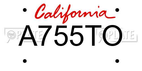 A755TO California License Plate