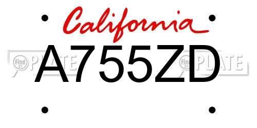 A755ZD California License Plate