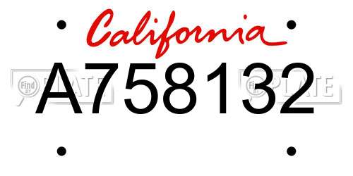 A758132 California License Plate