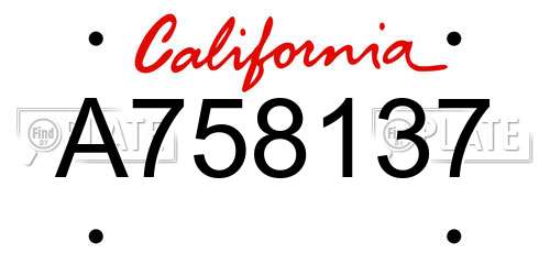 A758137 California License Plate