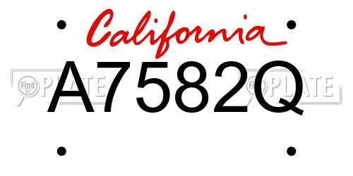A7582Q California License Plate